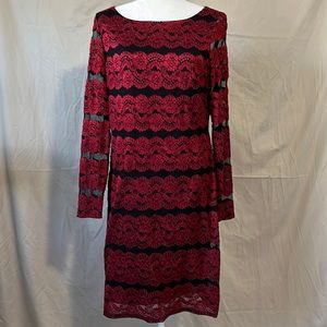 JH Evenings holiday party dress Stretchy Size 14 GUC Red and Black